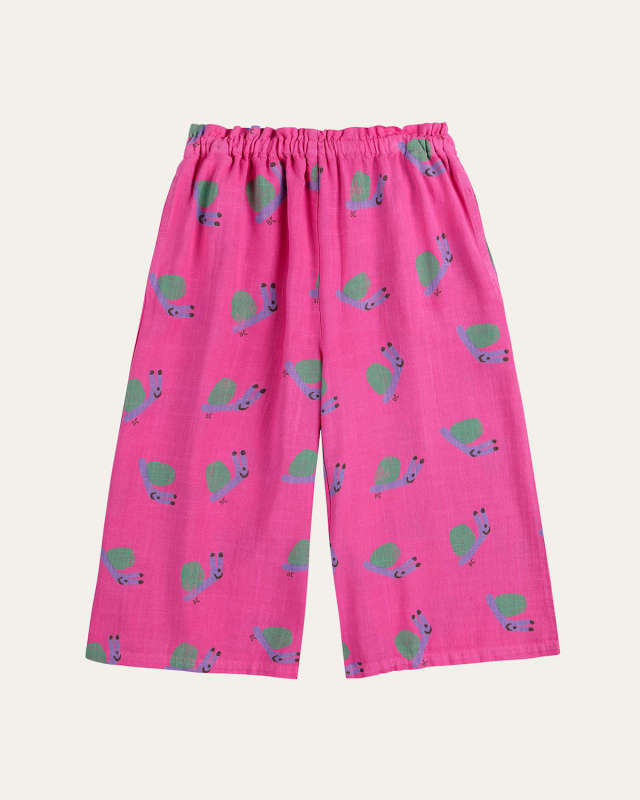 Girl's Funny Snail Printed Culotte Pants, Size 2-13